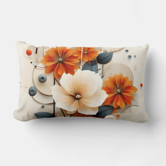 Abstract Geometric Floral Lumbar Pillow