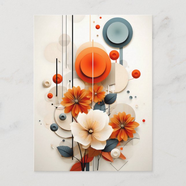 Abstract Geometric Floral Postcard (Front)