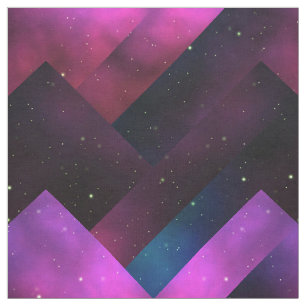 Abstract Geometric Galaxy Chevron Burgundy Pink Fabric