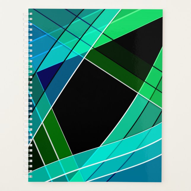 Abstract, geometric , green , blue , black planner (Front)