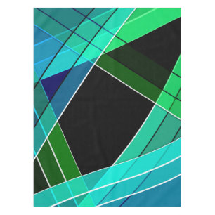Abstract, geometric , green , blue , black tablecloth