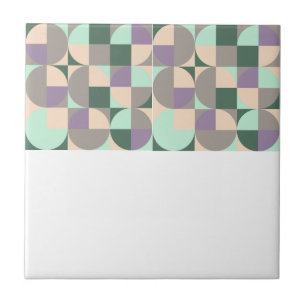 Abstract geometric green lavender beige tile