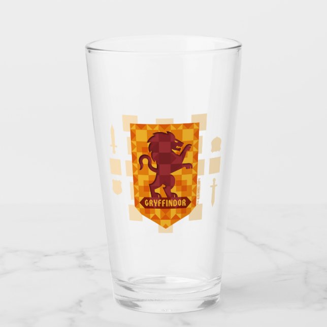 Abstract Geometric GRYFFINDOR™ Crest Glass (Front)