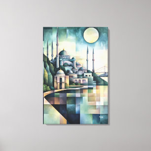 Abstract Geometric Istanbul Skyline Hagia Sophia Canvas Print