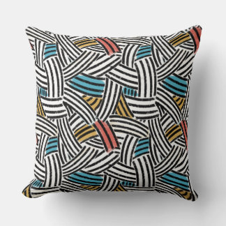 Abstract Geometric Line Art Seamless Pattern Throw Pillow