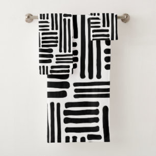 Abstract Geometric Line Pattern Bath Towel Set