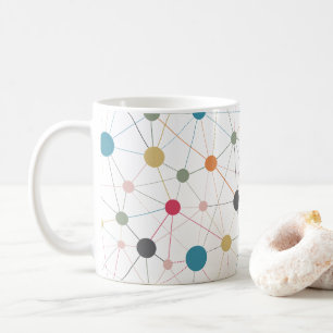 Abstract geometric lines and dots pattern in colou coffee mug