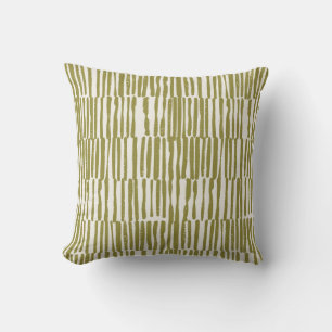 Abstract geometric lines olive green unique contem throw pillow