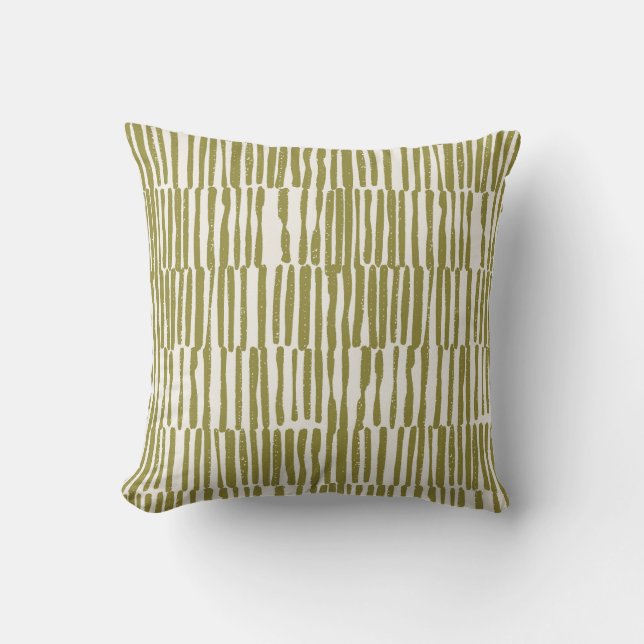 Abstract geometric lines olive green unique contem throw pillow (Front)
