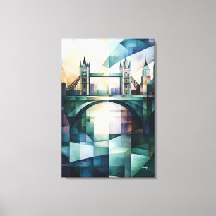 Abstract Geometric London Skyline with Tower Bridg Canvas Print