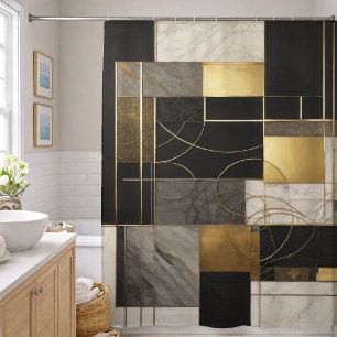 Abstract Geometric Marble Gold Black Gray White