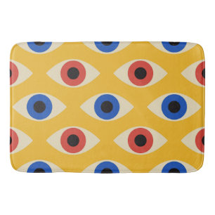Abstract Geometric Modern Bold Evil Eye Pattern  Bath Mat