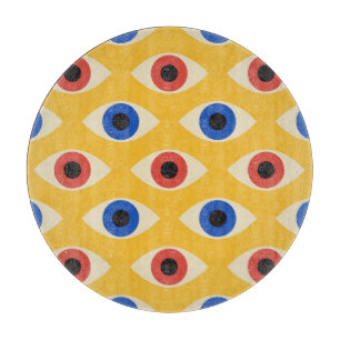 Abstract Geometric Modern Bold Evil Eye Pattern  Cutting Board