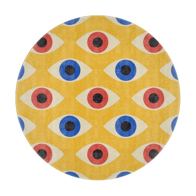 Abstract Geometric Modern Bold Evil Eye Pattern  Cutting Board (Front)