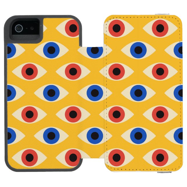 Abstract Geometric Modern Bold Evil Eye Pattern  Incipio iPhone Wallet Case (Folio Open)