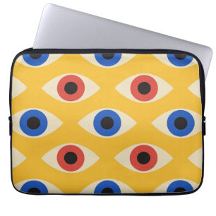 Abstract Geometric Modern Bold Evil Eye Pattern Laptop Sleeve