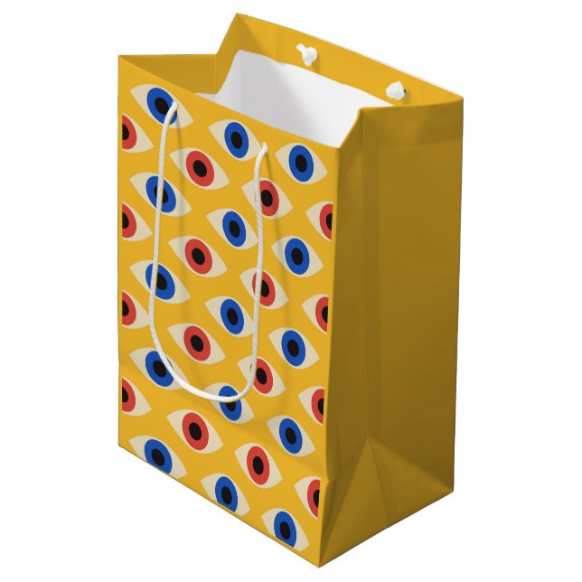 Abstract Geometric Modern Bold Evil Eye Pattern  Medium Gift Bag (Front Angled)