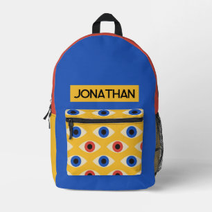 Abstract Geometric Modern Bold Evil Eye Pattern Printed Backpack