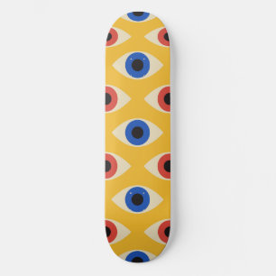 Abstract Geometric Modern Bold Evil Eye Pattern Skateboard