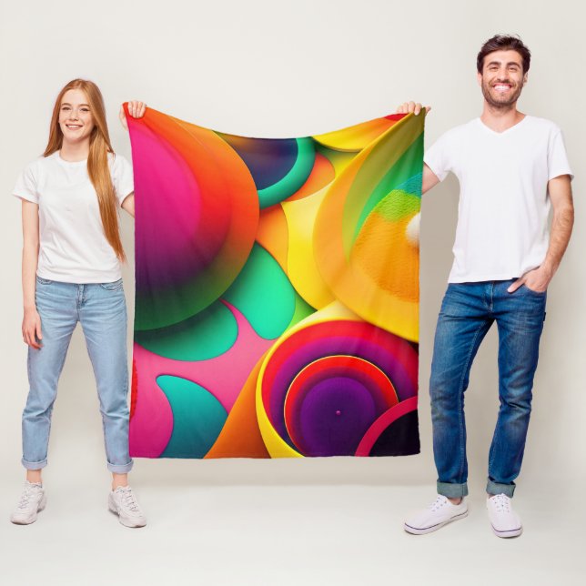 Abstract Geometric Modern Colourful Bubles 3D  Fleece Blanket (In Situ)