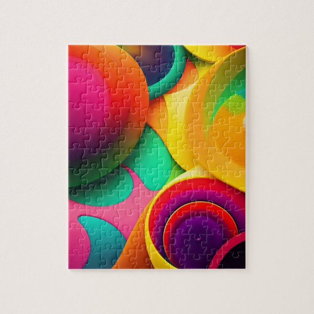 Abstract Geometric Modern Colourful Bubles 3D  Jigsaw Puzzle (Vertical)