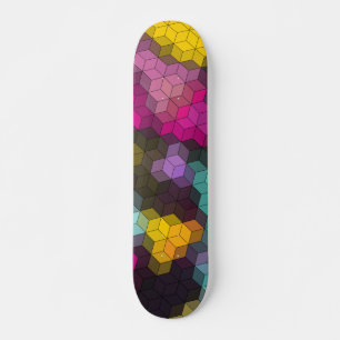 Abstract geometric modern hexagon shapes mosaic skateboard