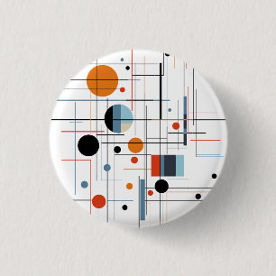 Abstract Geometric Modern Minimalist Lines 1 Inch Round Button