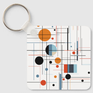 Abstract Geometric Modern Minimalist Lines Keychain