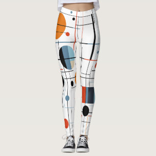 Abstract Geometric Modern Minimalist Lines Leggings