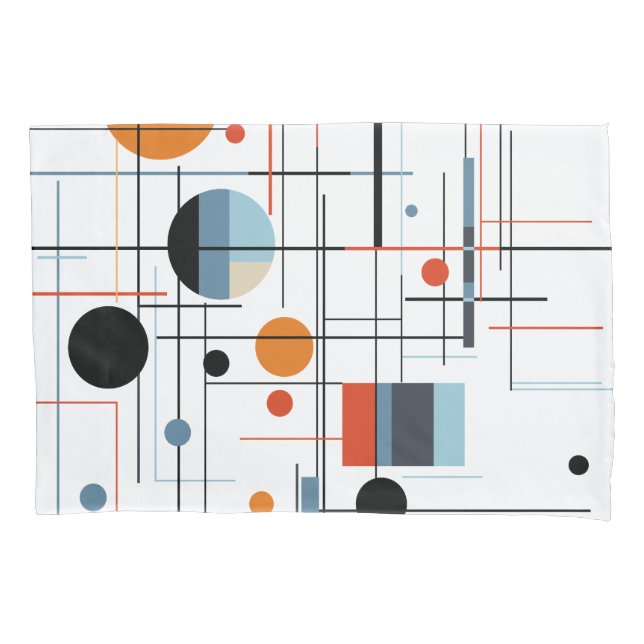 Abstract Geometric Modern Minimalist Lines Pillowcase (Front)