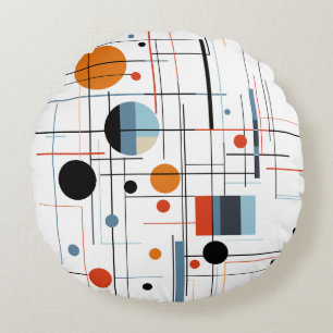 Abstract Geometric Modern Minimalist Lines Round Pillow