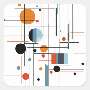 Abstract Geometric Modern Minimalist Lines Square Sticker