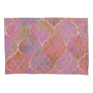 Abstract Geometric: Moroccan Gold Watercolor Pillowcase