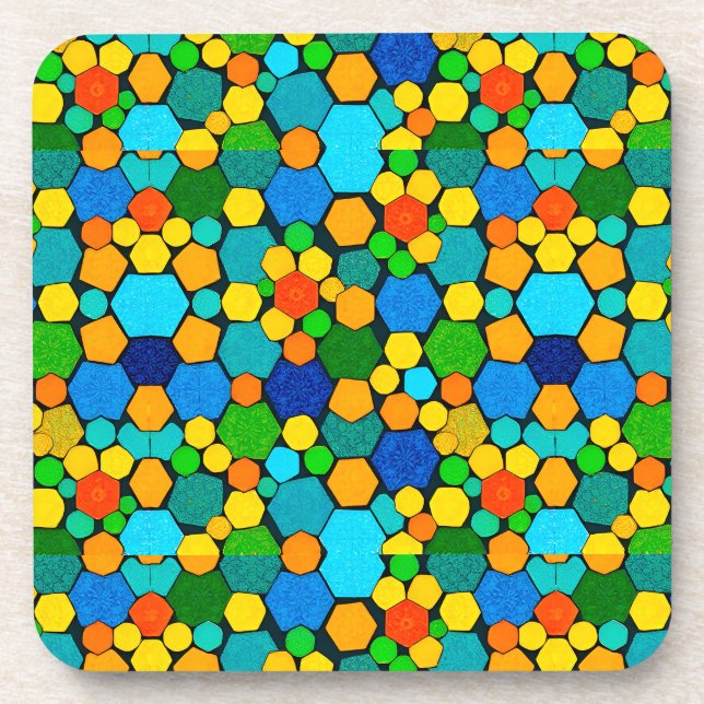 Abstract Geometric Mosaic Pattern Coaster (Front)