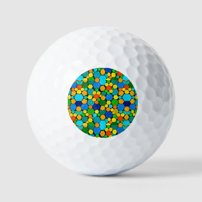 Abstract Geometric Mosaic Pattern Golf Balls (Front)