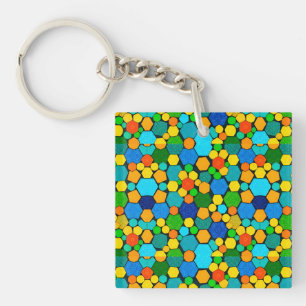 Abstract Geometric Mosaic Pattern Keychain