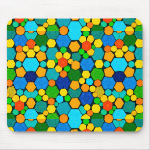 Abstract Geometric Mosaic Pattern Mouse Pad