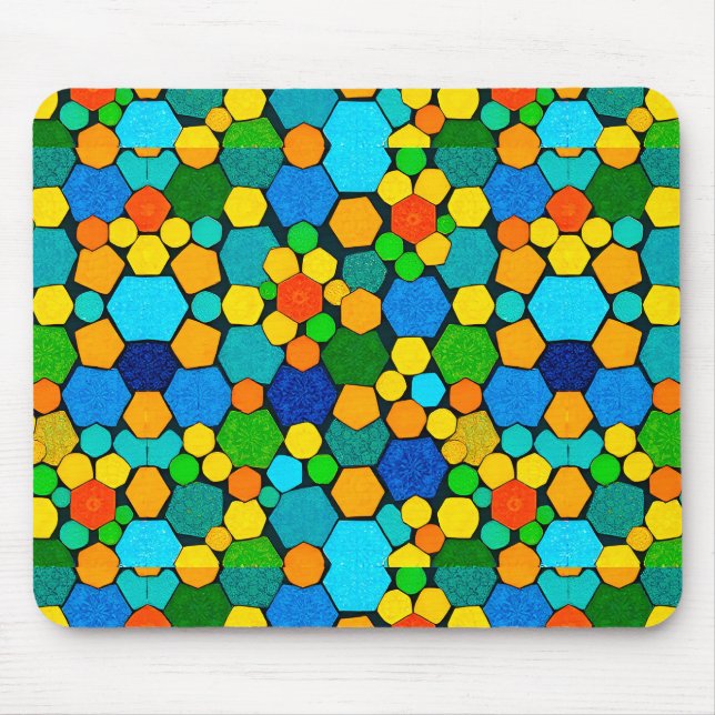 Abstract Geometric Mosaic Pattern Mouse Pad (Front)