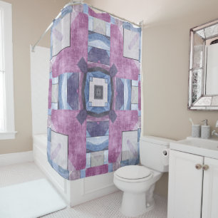 Abstract Geometric Mosaic Purple, Blue, and Grey