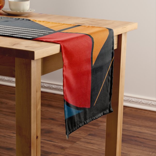 Abstract Geometric Mosaic Symphony Short Table Runner (In Situ)