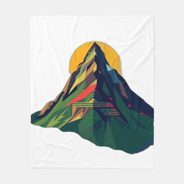 Abstract Geometric Mountain Landscape Fleece Blanket (Front)