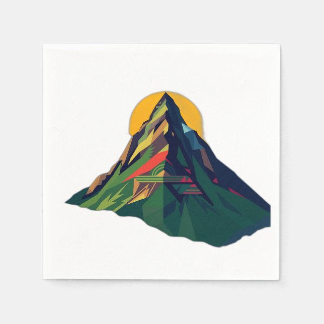 Abstract Geometric Mountain Landscape Napkin (Front)