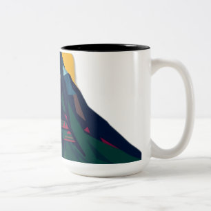 Abstract Geometric Mountain Landscape Two-Tone Coffee Mug