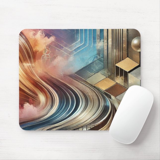 Abstract Geometric Mouse Pad (With Mouse)