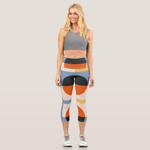 Abstract Geometric Multi Colour Design Capri Leggings