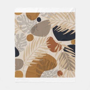 Abstract geometric, natural shapes in minimal nord fleece blanket