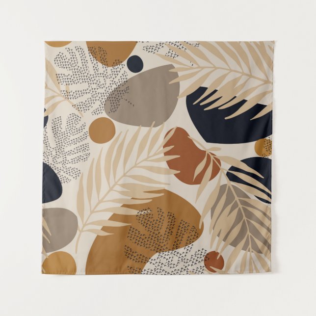 Abstract geometric, natural shapes in minimal nord tapestry (Front)