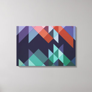 Abstract Geometric Navy Blue Green Brown Elegant Canvas Print