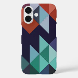 Abstract Geometric Navy Blue Green Brown Elegant iPhone 16 Case