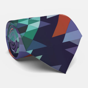 Abstract Geometric Navy Blue Green Brown Elegant Tie
